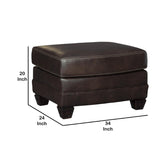 Benzara Traditional Fabric Upholstered Ottoman with Wooden Tapered Legs, Brown BM209214 Brown Solid wood, leather, faux leather BM209214