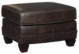 Benzara Traditional Fabric Upholstered Ottoman with Wooden Tapered Legs, Brown BM209214 Brown Solid wood, leather, faux leather BM209214