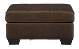 Benzara Wooden Faux Leather Upholstered Ottoman with Stitched Seating, Brown BM209217 Brown Solid wood, faux leather BM209217