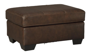 Benzara Wooden Faux Leather Upholstered Ottoman with Stitched Seating, Brown BM209217 Brown Solid wood, faux leather BM209217