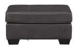 Benzara Leatherette Upholstered Wooden Ottoman with Contrast Stitching, Dark Gray BM209218 Gray Solid wood, Faux leather BM209218