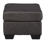 Benzara Leatherette Upholstered Wooden Ottoman with Contrast Stitching, Dark Gray BM209218 Gray Solid wood, Faux leather BM209218