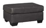 Benzara Leatherette Upholstered Wooden Ottoman with Contrast Stitching, Dark Gray BM209218 Gray Solid wood, Faux leather BM209218