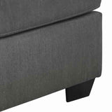 Benzara Fabric Upholstered Wooden Ottoman with Stitched Seating, Gray BM209219 Gray Solid wood, fabric BM209219