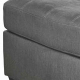 Benzara Fabric Upholstered Wooden Ottoman with Stitched Seating, Gray BM209219 Gray Solid wood, fabric BM209219