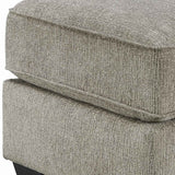 Benzara Wooden Fabric Upholstered Oversized Ottoman with Tapered Block Legs, Gray BM209220 Gray Solid wood, Fabric BM209220