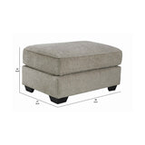 Benzara Wooden Fabric Upholstered Oversized Ottoman with Tapered Block Legs, Gray BM209220 Gray Solid wood, Fabric BM209220