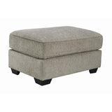 Benzara Wooden Fabric Upholstered Oversized Ottoman with Tapered Block Legs, Gray BM209220 Gray Solid wood, Fabric BM209220