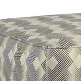 Benzara Polyester Oversized Ottoman with Faded Diamond Pattern, Cream and Brown BM209234 Cream, Brown Solid wood, fabric BM209234