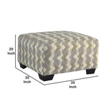 Benzara Polyester Oversized Ottoman with Faded Diamond Pattern, Cream and Brown BM209234 Cream, Brown Solid wood, fabric BM209234