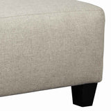 Benzara Wooden Polyester Upholstered Oversized Ottoman with Tapered Legs,Offwhite BM209236 Off white Solid wood, Fabric BM209236