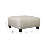 Benzara Wooden Polyester Upholstered Oversized Ottoman with Tapered Legs,Offwhite BM209236 Off white Solid wood, Fabric BM209236