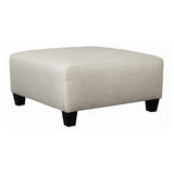 Benzara Wooden Polyester Upholstered Oversized Ottoman with Tapered Legs,Offwhite BM209236 Off white Solid wood, Fabric BM209236