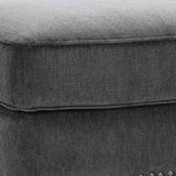 Benzara Contemporary Style Polyester Upholstered Ottoman with Nail head Trim, Gray BM209238 Gray Solid wood, Fabric BM209238