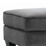 Benzara Contemporary Style Polyester Upholstered Ottoman with Nail head Trim, Gray BM209238 Gray Solid wood, Fabric BM209238