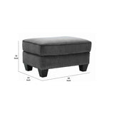 Benzara Contemporary Style Polyester Upholstered Ottoman with Nail head Trim, Gray BM209238 Gray Solid wood, Fabric BM209238