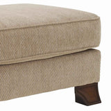 Benzara Traditional Polyester Upholstered Wooden Ottoman with Cabriole Legs, Beige BM209240 Beige Solid wood, fabric BM209240