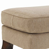 Benzara Traditional Polyester Upholstered Wooden Ottoman with Cabriole Legs, Beige BM209240 Beige Solid wood, fabric BM209240