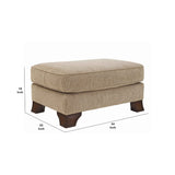 Benzara Traditional Polyester Upholstered Wooden Ottoman with Cabriole Legs, Beige BM209240 Beige Solid wood, fabric BM209240