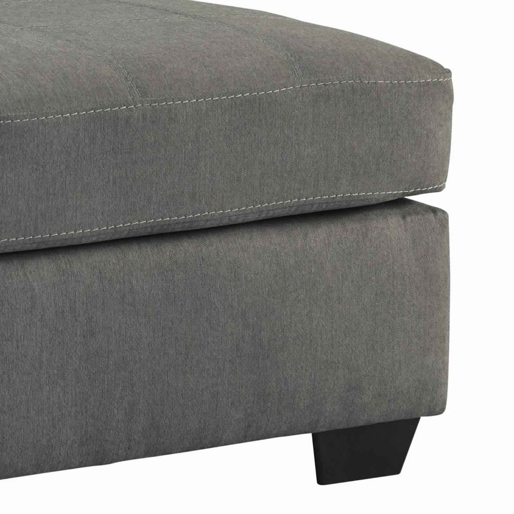 Benzara Contemporary Wooden Oversized Ottoman with Tapered Block Legs, Gray BM209241 Gray Solid wood, Fabric BM209241