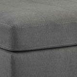 Benzara Contemporary Wooden Oversized Ottoman with Tapered Block Legs, Gray BM209241 Gray Solid wood, Fabric BM209241