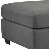 Benzara Contemporary Wooden Oversized Ottoman with Tapered Block Legs, Gray BM209241 Gray Solid wood, Fabric BM209241