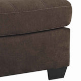 Benzara Contemporary Wooden Oversized Ottoman with Tapered Block Legs, Walnut Brown BM209242 Brown Solid wood, Fabric BM209242