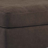 Benzara Contemporary Wooden Oversized Ottoman with Tapered Block Legs, Walnut Brown BM209242 Brown Solid wood, Fabric BM209242