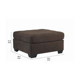 Benzara Contemporary Wooden Oversized Ottoman with Tapered Block Legs, Walnut Brown BM209242 Brown Solid wood, Fabric BM209242