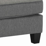 Benzara Wooden Polyester Upholstered Ottoman with Tapered Legs, Charcoal Gray BM209244 Gray Solid wood, fabric BM209244