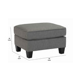 Benzara Wooden Polyester Upholstered Ottoman with Tapered Legs, Charcoal Gray BM209244 Gray Solid wood, fabric BM209244