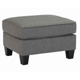 Benzara Wooden Polyester Upholstered Ottoman with Tapered Legs, Charcoal Gray BM209244 Gray Solid wood, fabric BM209244