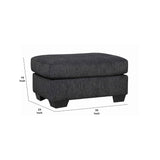 Benzara Wooden Polyester Upholstered Ottoman with Tapered Block Legs, Dark Gray BM209247 Gray Solid wood, Fabric BM209247