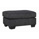 Benzara Wooden Polyester Upholstered Ottoman with Tapered Block Legs, Dark Gray BM209247 Gray Solid wood, Fabric BM209247