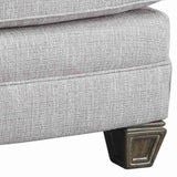 Benzara Wooden Ottoman with Textured Upholstery and Tapered Block Legs, Gray BM209248 Gray Solid wood, Fabric BM209248
