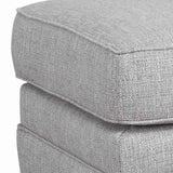 Benzara Wooden Ottoman with Textured Upholstery and Tapered Block Legs, Gray BM209248 Gray Solid wood, Fabric BM209248