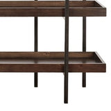 Benzara Bookcase with 5 Fixed Wooden Shelves and Metal Frame, Brown and Black BM209257 Brown and Black Solid Wood and Metal BM209257