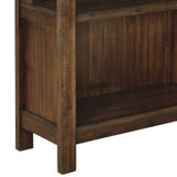 Benzara Wooden Bookcase with 3 Open Shelves and 1 Open Compartment, Brown BM209260 Brown Solid Wood BM209260