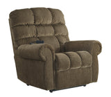 Fabric Upholstered Metal Frame Power Lift Recliner, Brown