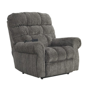 Benzara Upholstered Metal Frame Power Lift Recliner with Tufted Seat and Back, Gray BM209297 Gray Metal and Fabric BM209297