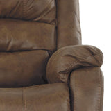Benzara Leatherette Metal Frame Power Lift Recliner with Tufted Backrest, Brown BM209304 Brown Metal and Faux Leather BM209304