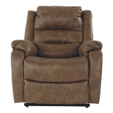 Leatherette Metal Frame Power Lift Recliner with Tufted Backrest, Brown