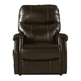 Leatherette Metal Frame Power Lift Recliner with Tufted Back, Brown
