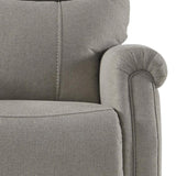 Benzara Fabric Upholstered Metal Frame Power Lift Recliner with Tufted Back, Gray BM209309 Gray Metal and Fabric BM209309