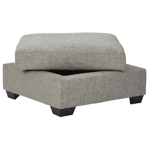 Benzara Wooden Ottoman with Textured Polyester Upholstery and Storage, Light Gray BM209315 Gray Wood, MDF and Fabric BM209315