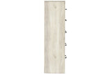 Benzara Grained 5 Drawer Wooden Chest with Bar Pull Handles, Distressed White BM209316 White Wood and Metal BM209316