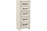 Benzara Grained 5 Drawer Wooden Chest with Bar Pull Handles, Distressed White BM209316 White Wood and Metal BM209316