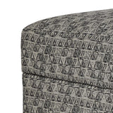 Benzara Contemporary Polyester Upholstered Ottoman with Storage, Gray and Black BM209319 Gray and Black Fabric and Wood BM209319