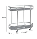 Benzara Octagonal Metal Bar Cart with Mirrored Top and Bottom, Silver BM209343 Silver Metal and Mirror BM209343