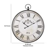 Benzara Round Metal Wall Clock with Roman Numerals, Black and White BM209350 Black and White Metal BM209350